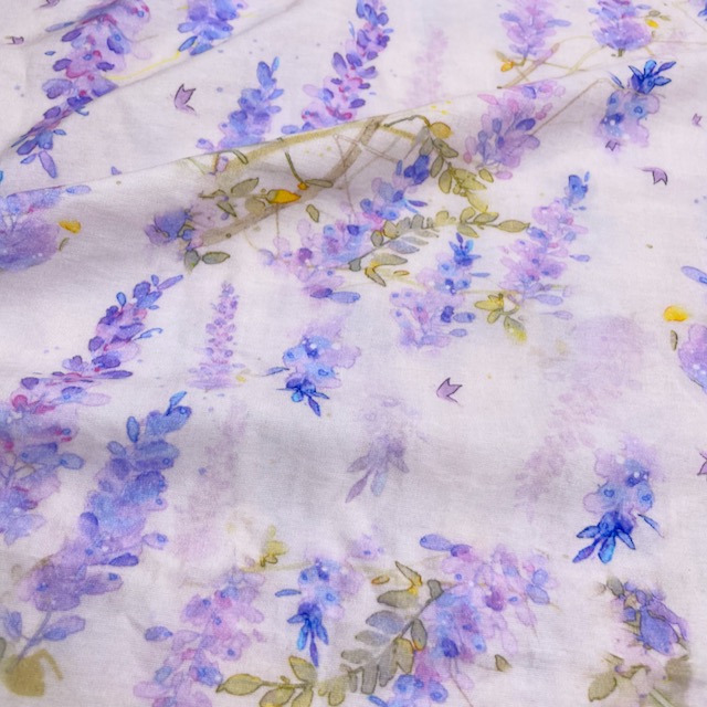 7331-薰衣草 錦絲棉柔軟垂墜印花布料/洋裝襯衫等/幅寬145cm