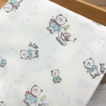 210026 可愛嘟嘟熊純棉印花府綢布料/幅寬110cm