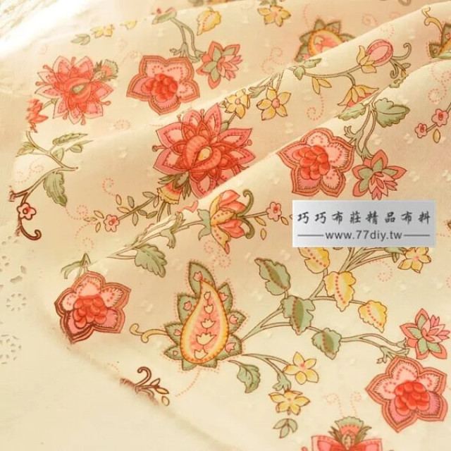 304029 婀娜粉紅花枝剪花薄棉布/柔軟透氣洋裝布料/幅寬140cm