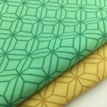 31221 幾何窗花綠色/平紋印花手工棉布/幅寬110cm-特
