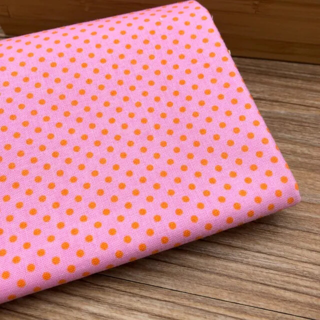 4171 粉色水玉純棉平紋布料手作拼布/幅寬110cm