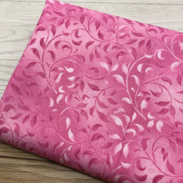 43119 粉紅枝葉暈染外貿平紋棉布/手工拼布/幅寬110cm