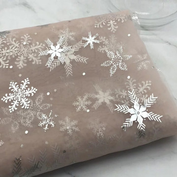 43122-2 裸粉色雪花歐根紗/透明細膩有骨感/幅寬150cm