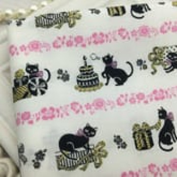 5178 貓咪燙金花牆/日本手工棉布/寬110