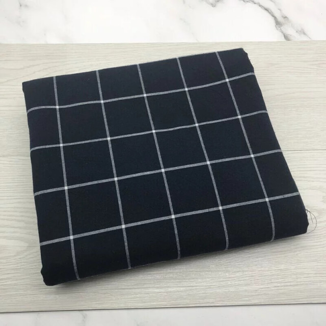 5190-2 黑藍格子水洗棉布料先染純棉/親膚柔軟/床品服飾/幅寬245cm