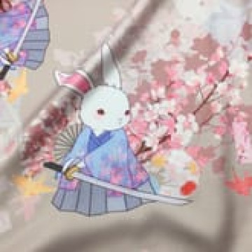 5283 和風武士兔仿香雲紗軟緞/真絲觸感柔軟偏薄順滑/幅寬148cm