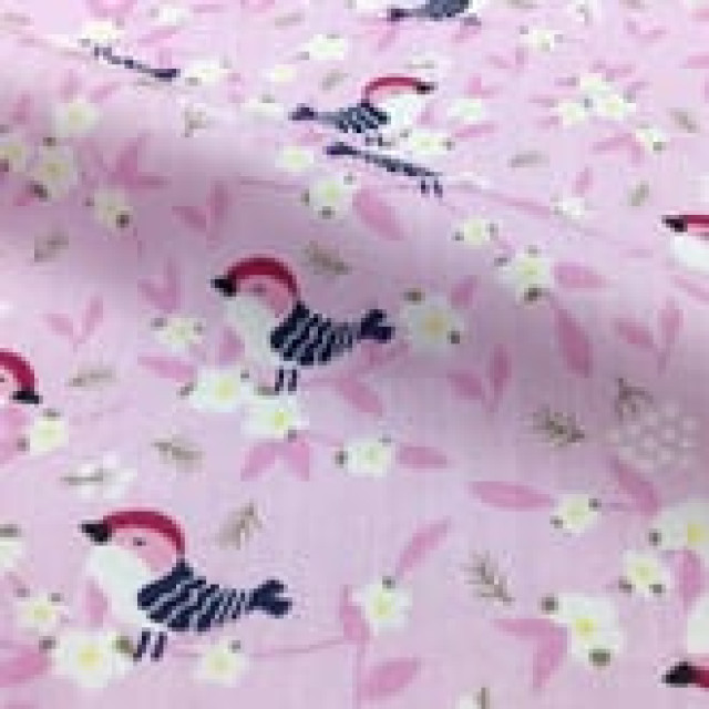 5338 花朵小鳥純棉斜紋布料/幅寬160cm