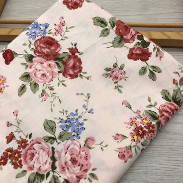 5359-2 粉紅玫瑰純棉斜紋印花棉布/幅寬160cm