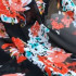 5730 黑底紅花印花雪紡布料/輕薄飄逸/幅寬145cm