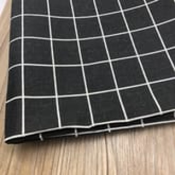 5777 黑格子印花粗織棉麻布料/背景布裝飾布/幅寬150cm