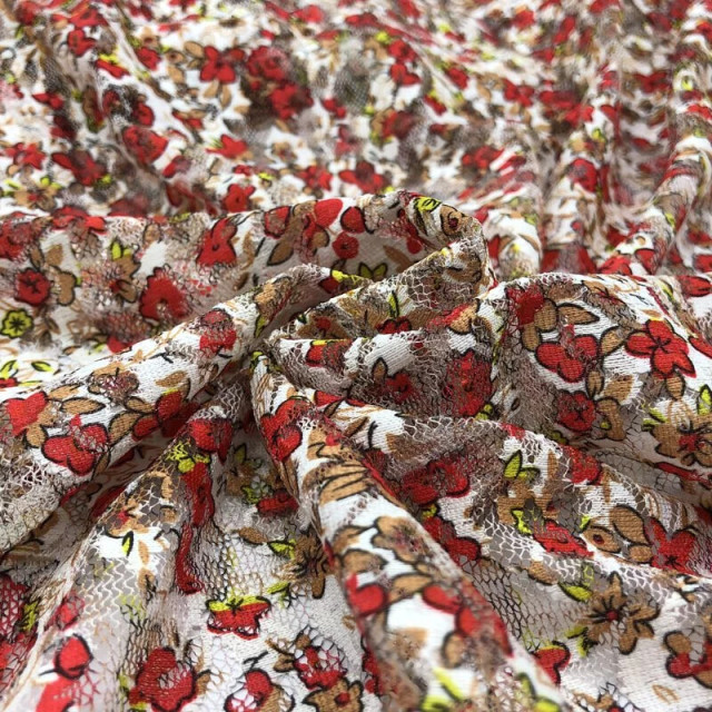 5812 小紅花彈力蕾絲布料/適合製作娃衣洋裝/幅寬140cm