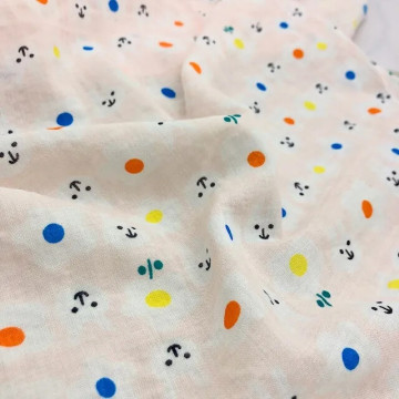 5825-34 粉嫩花朵兔鬆軟薄棉布/夏季衣裙薄軟透氣/幅寬145cm