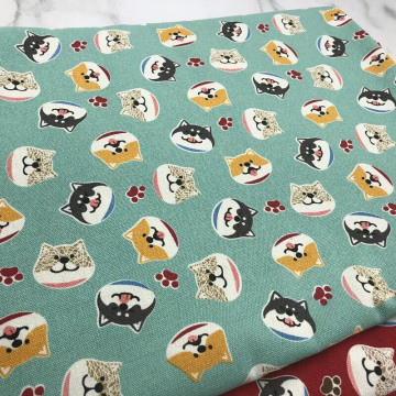 5867 腳印柴犬12安印花棉帆布/厚實硬挺/幅寬147cm