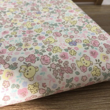 5962 花朵小熊純棉印花細帆布/幅寬110cm