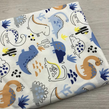 6007 藍色小恐龍純棉斜紋印花棉布/幅寬160cm