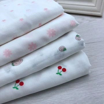 6079 小印花雙層棉紗二重紗布料/柔軟親膚/幅寬140cm