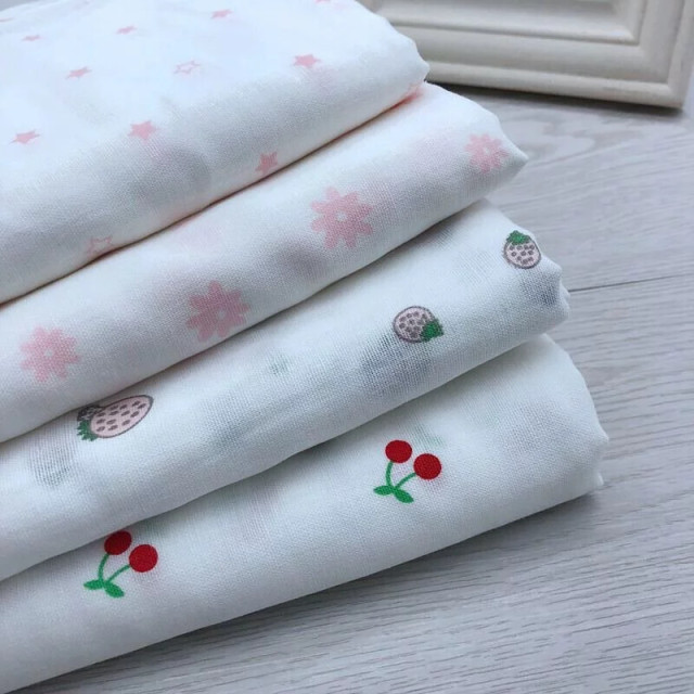 6079 小印花雙層棉紗二重紗布料/柔軟親膚/幅寬140cm