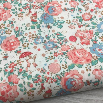 7006 花朵兔子純棉斜紋印花棉布/幅寬160cm