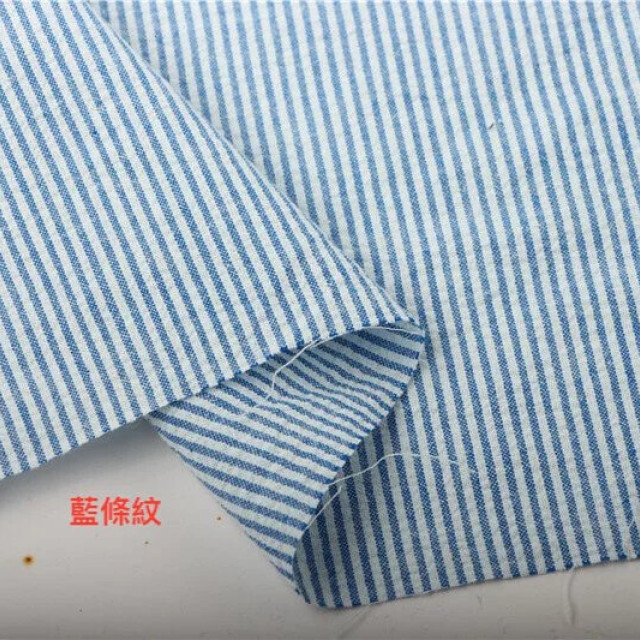 7034 藍黑兩色細條紋純棉水洗色織棉布/柔軟舒適厚度適中/幅寬145cm