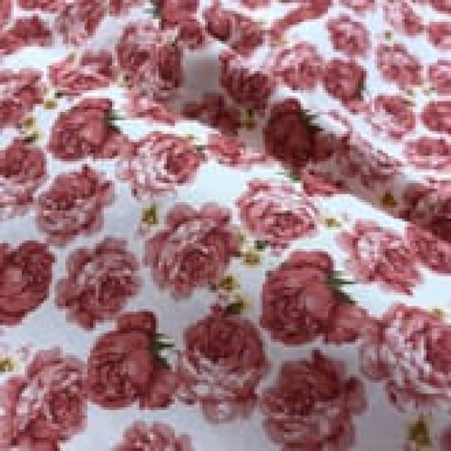7043 紅玫瑰純棉斜紋印花棉布/幅寬160cm