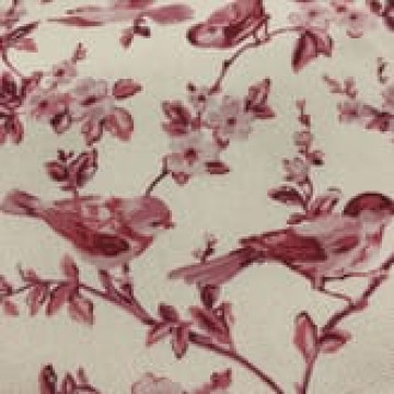 7063 白底紅鳥純棉印花厚帆布/幅寬148cm