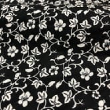 7070 黑底白花碎花棉布/柔軟細膩/寬幅150cm