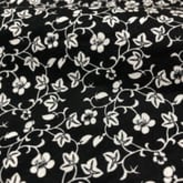 7070 黑底白花碎花棉布/柔軟細膩/寬幅150cm