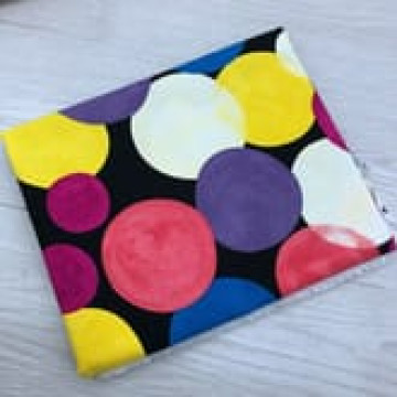 7111 黑底大圈圈純棉古布仿棉麻/幅寬110cm