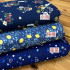 7128 藏青底碎花小鳥星星檸檬純棉斜紋印花棉布/幅寬160cm