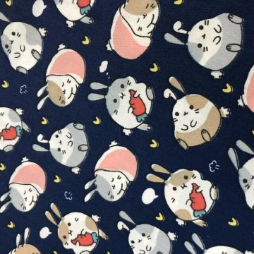 7206 可愛兔子純棉斜紋布料/柔軟細膩服飾床品/幅寬160cm