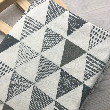 7317 灰色三角亞麻棉混紡印花布料/家飾品布藝/幅寬150cm