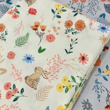 7330 花間小兔純棉斜紋印花棉布/幅寬160cm