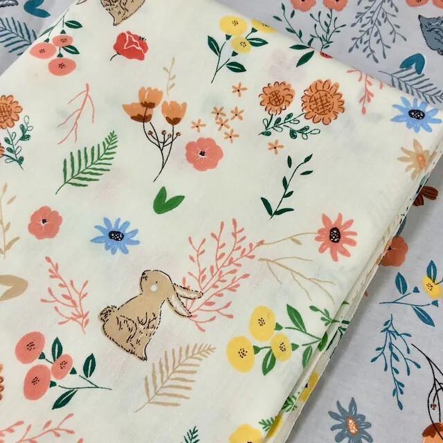 7330 花間小兔純棉斜紋印花棉布/幅寬160cm