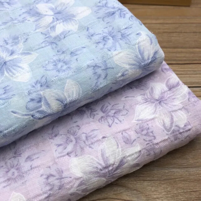 7342 花朵印花緹花棉布/純棉柔軟/幅寬140cm