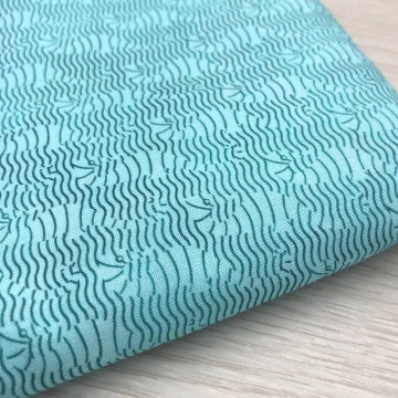 7351 湖藍印花棉布/手工拼布/幅寬110cm