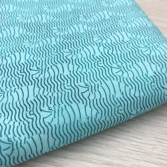 7351 湖藍印花棉布/手工拼布/幅寬110cm
