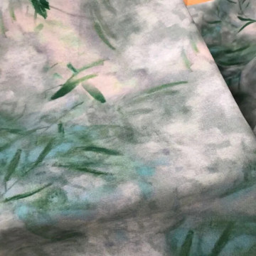 7331-暈染綠竹 國風錦絲棉柔軟垂墜印花布料/洋裝襯衫等/幅寬145cm