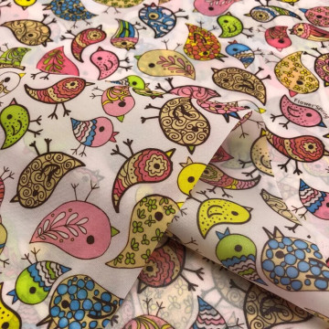 5451-小花鳥 印花系列薄款雨傘布防水布/幅寬150cm