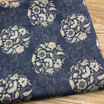 7331-花球 國風印花天絲棉柔軟細膩印花布料/洋裝襯衫等/幅寬145cm