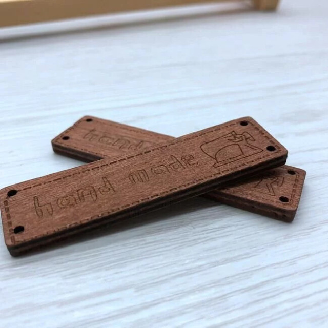 D40 木質handmade手縫標標/手工輔料裝飾/6.4*1.7cm