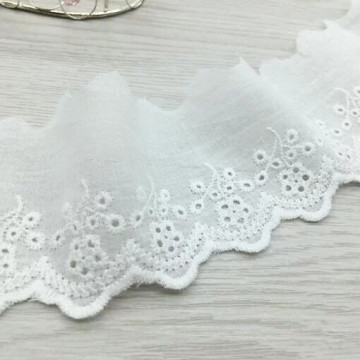 A021 雪白色刺繡花邊/裙邊裙擺/5CM寬