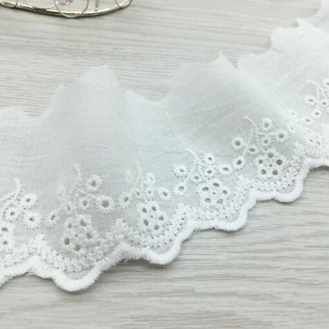 A021 雪白色刺繡花邊/裙邊裙擺/5CM寬