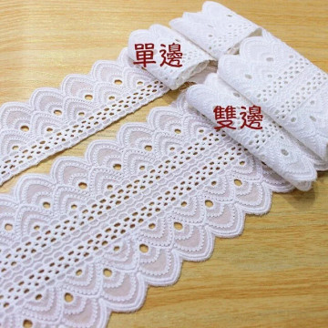 A048 白色雙邊純棉刺繡花邊裙邊底擺/寬10cm