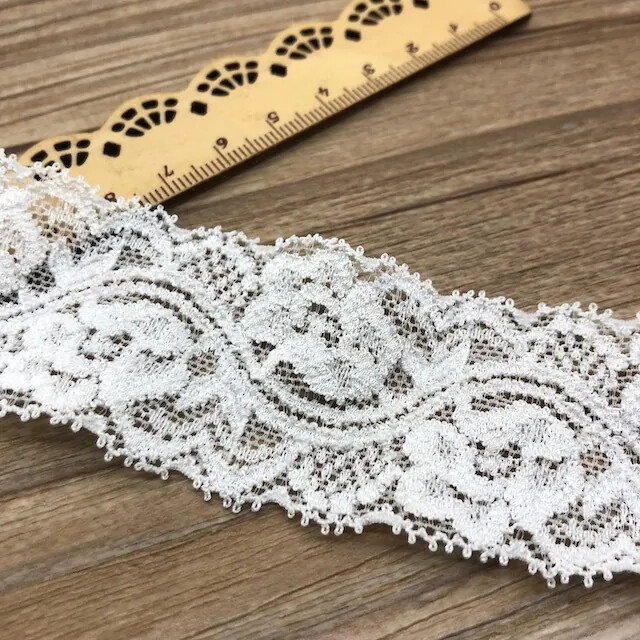 A054 白色彈力蕾絲花邊/寬3.5cm