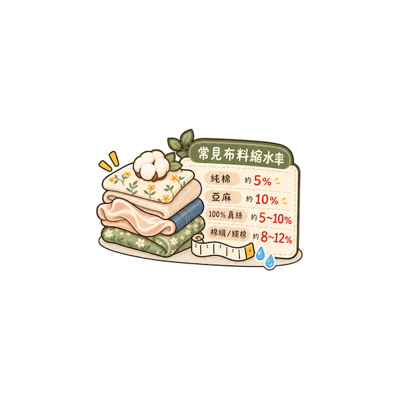 常見布料縮水率